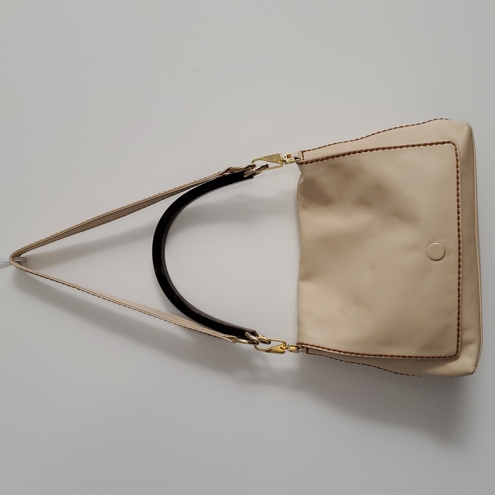 Vintage Plinio Visona Italian Leather Contrast Stitch Top Handle Shoulder Bag